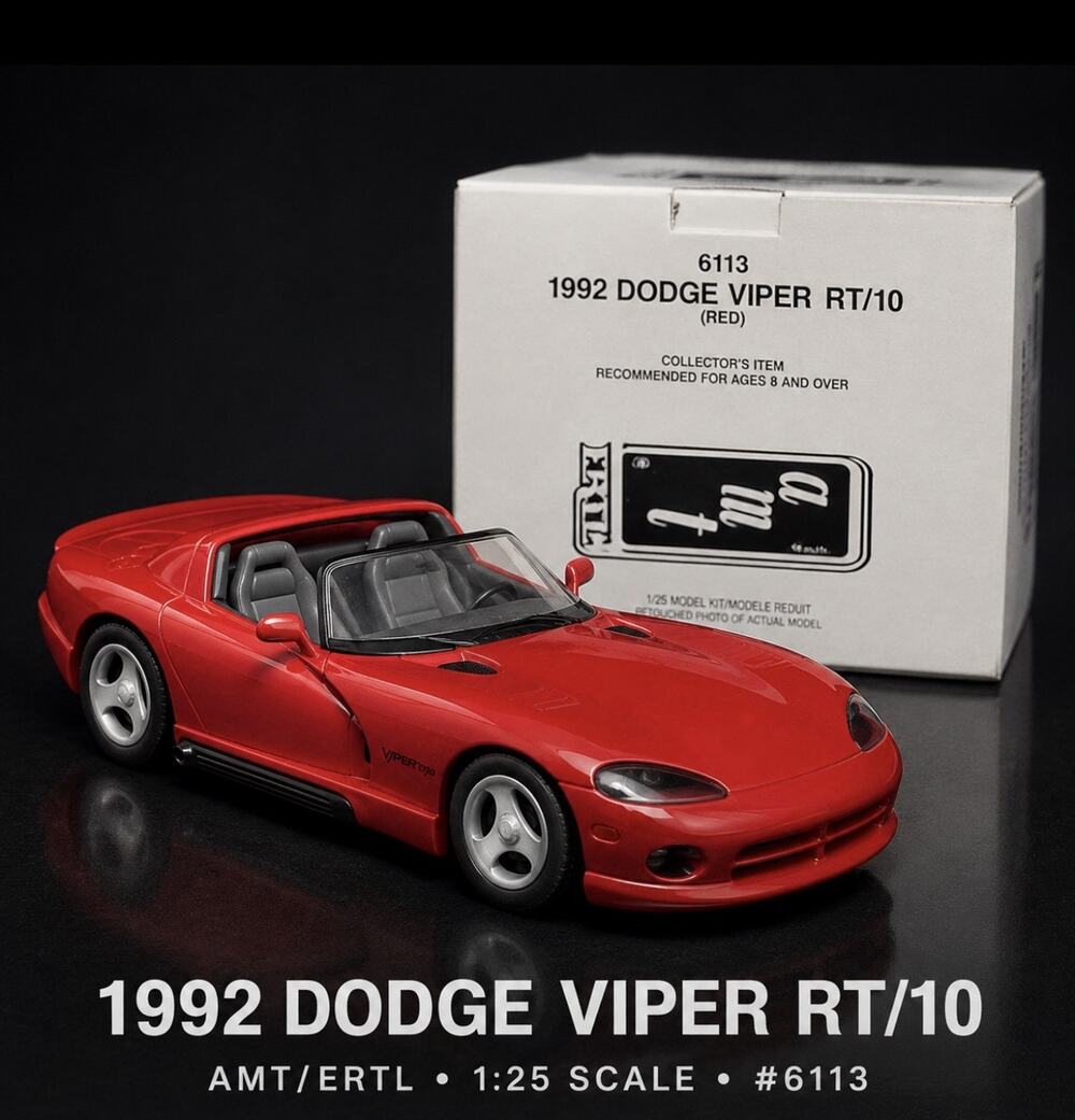 Vintage AMT ERTL 1992 Dodge Viper RT/10 Red 1:25 Dealer Promo 6113 Box